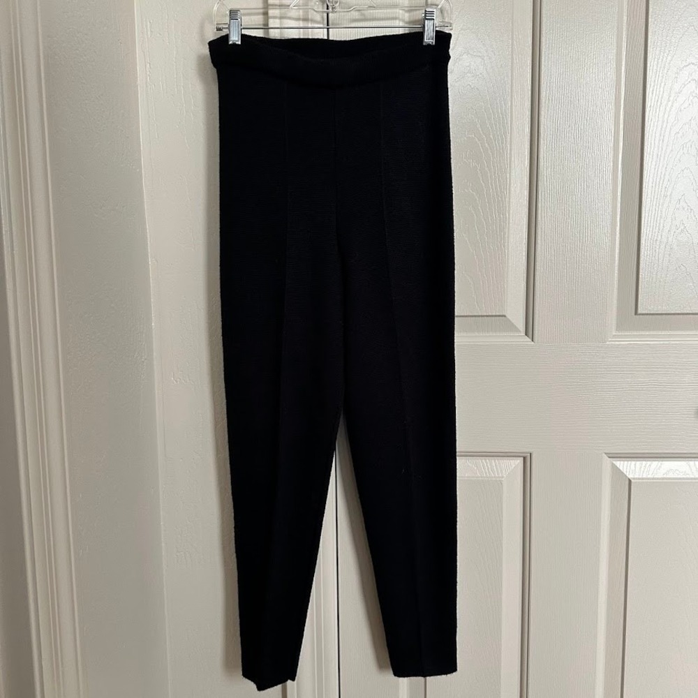 Vintage Betty Barclay Made in Italy Black Knit Trousers‎ - Merino Wool Blend - S